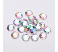 Flat Back Rhinestone 10mm Round dot AB Bead NO Holes Diamante Gem Large Small Bag Crystal Glue on Festival face Forehead Mermaid Unicorn Nail Art Rhinestones Medium Iridescent (Wholesale lot)