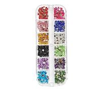 Flat Back Round Gems Rhinestones,Nail Gems- 12 Colors, 3mm Round Crystal Gem Rhinestones,Colorful Rhineston for fingernail Art Decorations, Clothes, DIY Craft for Crafts Nail Art Clothes Shoes Bags