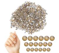 Flat Back Round Glass Nail Gems for Manicure Crafts | Golden Translucent Sparkle, Easy Application, for Makeup Enthusiasts and Nail Artists, Costume Makeup