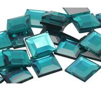 Flat Back Square Acrylic Rhinestones 15mm Plastic Gems Costume Jewels Embelishments for Jewelry Making - 30 Pieces (Blue Aqua .QR)