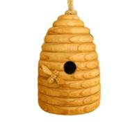 Flat Beehive Style Nesting Box, H25cm x W18cm x D18cm - Natural Garden Birdhouse for Small British Birds - Sustainable Wood, Eco-Friendly - Handmade Bird Houses for Garden