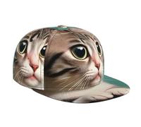 Flat Bill Brim Baseball Cap - A Curious cat Print Unisex Dad Caps Stylish Adjustable Hat, for Men & Women Black