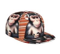 Flat Bill Brim Baseball Cap - The Silent Monkey Print Unisex Dad Caps Stylish Adjustable Hat, for Men & Women Black