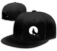 Flat Bill Brim Hat for Men Snap Backpack Men Snapback Hats Trucker Hats Adjustable Men's Baseball Caps Black, Wolf Howl, 1