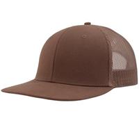 Flat Bill Snapback Mesh Hats | Fits OSFM & XXL Big Head | Blank Solid Color Adjustable Trucker Hat for Men, Brown, XL-XXL