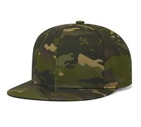 Flat Bill Visor Classic Snapback Hat Blank Adjustable Brim High Top End Trendy Color Style Plain Tone Baseball Cap Camo Green