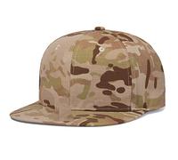 Flat Bill Visor Classic Snapback Hat Blank Adjustable Brim High Top End Trendy Color Style Plain Tone Baseball Cap Camo Khaki