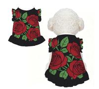 Flat Black Rose L Pet Apparel for Small Dogs-Cute Summer Outfit for Puppy, Soft Breathable Pet Clothes for Cat