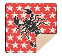 Flat Black Scorpions Stars Red White Large Non-Slip Baby Playmat for Floor Water Resistant Baby Play Tummy Time Mat for Babies Infants Toddlers, 50'' x 50''