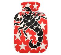 Flat Black Scorpions Stars Red White Travel hot Water Bottle with Soft Cover, 2L hot Compress Bag for Menstrual Cramps