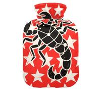 Flat Black Scorpions Stars Red White Water Bottle for hot Water with Soft Cover, 2L Water Bags for Menstrual Cramps, Neck and Shoulder Pain Relief, Pain Relief