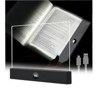 Flat Book Light, Reading Light Lamp for Books in Bed at Night,Rechargeable LED Clear Full Page Reading Light with 3 Colors & Timer,Book Lights for Reading At Night(Black)