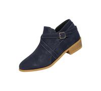 Flat Boots for Women Line Dancing Boots for Women Women's Fashion Solid Color Cowboy PU Boots Women's Mid Calf Boots Heel Chunky Heel Mid Calf Boots Black Knee High Boots Lined Boots for (Navy, 6.5)