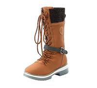 Flat Boots For Women - Womens Knee High Lace Up Boots Outdoor Thermal High Boots Fashionable Walking Hunting Horse Riding Boots Winter Warm Waterproof Flat Boots Rubber Non-Slip Sole