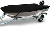 Flat Bottom Boat Covers Black 210D Trailer Boat Cover For Open Fishing Ski Boats Heavy Duty Boat Cover For Protection And Durability. Outdoor Storage Boat Cover(14-16FT)