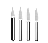Flat Bottom Engraving Bits CNC Carving Tungsten Carbide Router PCB Acrylic Plastic 3D Milling Cutter 3.175 4 6 20(0.1mm,90 Degree,D 4mm)