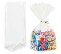 Flat Bottom Gusset Treat Bags,Clear Cellophane Gift Bags With Twist Ties Goodie Bag for Party Favor,Small Gift 25/50pcs