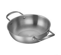Flat Bottom Saucepan 24cm Stainless Steel Mirror Polish(Silvery 20CM) | 28cm wide base, double ergonomic handles, high heat resistance, stovetop and oven safe, for durable steel