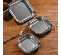 Flat Bottom Square Plate Made from 304 Stainless Steel with Vintage Finish for Efficient Food Presentation (13cm)