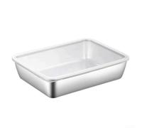 Flat Bottom Stainless Steel Rectangular Tray for Use in Barbecue and Restaurant Environments Featuring Construction and Practical Food Handling (XL)