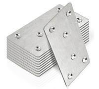 Flat Brackets for Wood, 10 Pcs Metal Plate 100 X 50 X 2mm Flat Metal Sleeper Brackets Thickened Mending Plates Stainless Steel Connector Heavy Duty Joining Plates for Wood