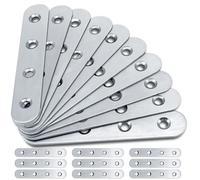 Flat Brackets for Wood, Gorffy 20Pcs 100 × 17 × 1.75mm Mending Plates, Flat Metal Joining Plates, Metal Stainless Steel Sleeper Brackets for Wood Fixing