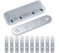 Flat Brackets for Wood, Gorffy 20PCS 80 × 17 × 1.75mm Mending Plates, Flat Metal Joining Plates, Metal Stainless Steel Sleeper Brackets for Wood Fixing