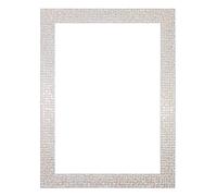 Flat Bright/Mirror effect/Mosaic Picture/Photo/Poster frame - With an MDF backing board - Ready to hang - With a ClearStyrene Shatterproof Perspex Sheet - Pearl White Bling - 7" x 5"