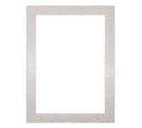 Flat Bright/Mirror effect/Mosaic Picture/Photo/Poster frame - With an MDF backing board - Ready to hang - With a ClearStyrene Shatterproof Perspex Sheet - Pearl White Bling - 12" x 10"