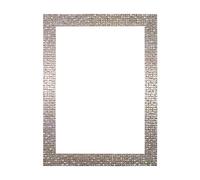 Flat Bright/Mirror effect/Mosaic Picture/Photo/Poster frame - With an MDF backing board - Ready to hang - With a ClearStyrene Shatterproof Perspex Sheet - Pearl Silver Bling - A4