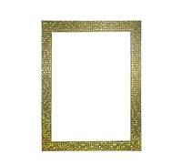 Flat Bright Mirror Effect Mosaic Picture/Photo/Poster frame with Real Glass - Moulding 28mm Wide and 16mm Deep - (21.0 x 29.7cm) Gold Bling A4