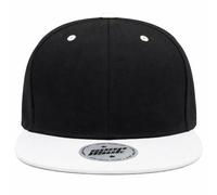 Flat Brim Snapback Cap - Adjustable Unisex Baseball Hat, Classic Streetwear Hip Hop Style (Black-White)