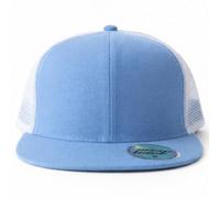 Flat Brim Snapback Cap - Adjustable Unisex Baseball Hat, Classic Streetwear Hip Hop Style (White-Sky)
