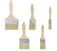 Flat Brushes Set of 5, Painting Brush with Wooden Handle, Professional Paint Brush Suitable for Oil-Based Paint, Water-Based Paint, Glue, Flat Building Brush, DIY Tool and Professional Flat Brush