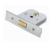 Flat BS Deadbolt Lock 64mm Satin Chrome Plated Door Security Latch