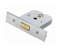 Flat BS Deadbolt Lock - 76mm - Satin Chrome Plated Door Security Latch | Contract Door Security Bolt - Secure Locking Rack Bolt - Concealed Door Security