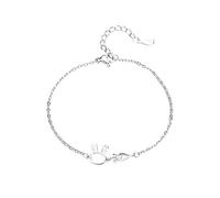 Flat Bunny Bracelet Bracelet Silver Jewellery Student Rabbit New Year Jewellery Flat Bead for Bracelet (Silver, One Size)