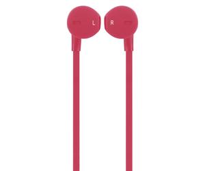 Flat Cable 3.5mm Jack Earphones with Microphone and 3 Buttons, Pink