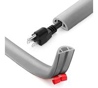 Flat Cable Duct, 1M/3M/5M Flexible Small Cable Duct, Self-Adhesive Floor Cable Bridge, Flexible Cable Cover, Grey Cable Protection for All Power Cords Home, Office, School, Warehouse