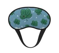 Flat Cartoon Shamrock Printed Sleep Black Edge Eye Mask, with Good Shading Effect, is an Ideal Choice for Travel, Meditation, Etc