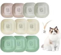 Flat Cat Bowl, Pack of 10, PP Plastic, Feeding Bowl Cat and Cat Plate for Wet Food and Dry Food, Flat Feeding Bowls for Kittens and Short-Legged Cats