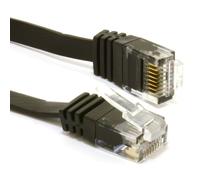FLAT CAT6 Ethernet LAN Patch Cable Low Profile GIGABIT RJ45 30m BLACK