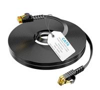 Flat Cat6 Outdoor Ethernet Cable 75 FT, Double Jacket (PVC+LLDPE) for Outdoor & Indoor, OFC Oxygen-Free Copper, Waterproof, Direct Burial, UV Resistance, PoE, Network, Internet, Ultra Slim Cable