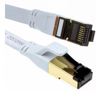 kenable FLAT CAT8 SSTP Shielded 2000MHz 40Gbps High Speed Ethernet Cable RJ45 2m White