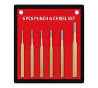 Flat Center Punch and Chisels 6 Pcs Set for for Stone Processing Wood Concrete Brickwork and Metal with Storage Pouch for Convenience (B)