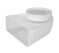 Flat Channel to Round Duct Transformer, 220mm x 90mm to 150mm, Ventilation Elbow Connector, White Plastic