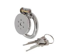 Flat Chastity Cage Metal Male Chastity Device Dark Lock Design Steel Cage for Men BDSM Bondage Cage Sex Toys for Couples (45mm/1.77in)