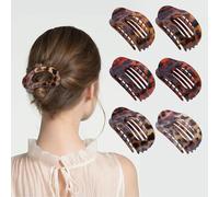 Flat Claw Clips for Women, 6 Pack Ergonomic Curved Hair Clips, Strong Hold Non-Slip Design for Thick & Thin Curly Hair, Leopard Print & Tortoise Shell Colors, Comfortable All-Day Wear for Girls