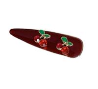 Flat Clip Hairpin Barrettes Crystal Rhinestones Headwear Bunches Clip Elegant Cherries Hair Clip Photo Props