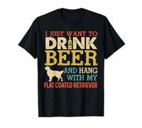 Flat Coated Retriever Dad Drink Beer Hang With Dog Funny Men T-Shirt